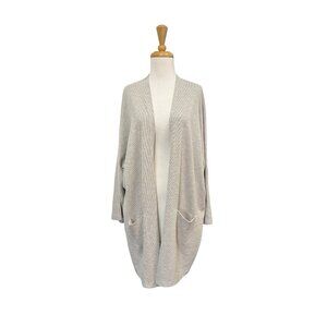 Anthropologie DONNI Sandwash Cardigan One Size Gray Ribbed